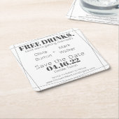 シンプルフリードモダンリンクが日付を守る スクエアペーパーコースター (アングル)