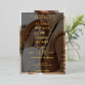 シンプルフルフォトオーバーレイ結婚のフォイル招待状 箔招待状 (立ち正面)