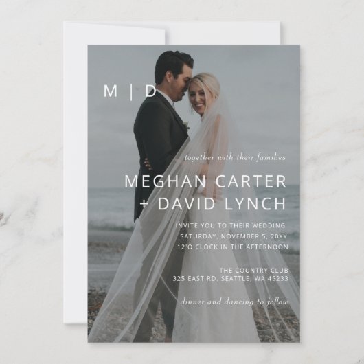 シンプルフルフォトオーバーレイ結婚式招待状 招待状 (正面)