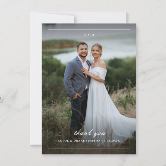 シンプルフルブリードポートレート結婚の写真 サンキューカード (正面)