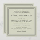 シンプルフレエレガントームセージ緑結婚式招待状 招待状 (正面/裏面)