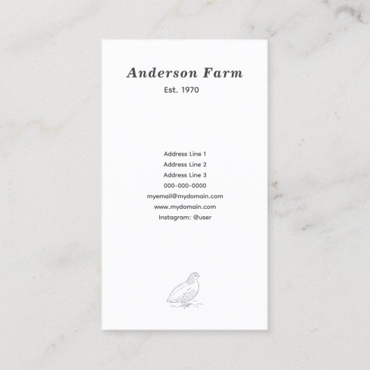 シンプルフレッシュファームウズエッグズバーティカル 名刺 (裏面)