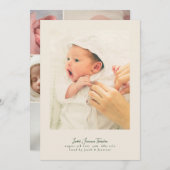 シンプルフレモダンーム5コラージュ写真スクリプトベビー 案内状 (正面/裏面)