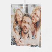 シンプルフレームシモダンックファミリーフォトホリデー ガラスオーナメント (正面左)