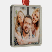 シンプルフレームシモダンックファミリーフォトホリデー メタルオーナメント (右)