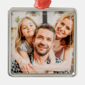 シンプルフレームシモダンックファミリーフォトホリデー メタルオーナメント (正面)
