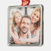 シンプルフレームシモダンックファミリーフォトホリデー メタルオーナメント (左)