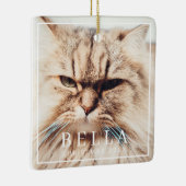 シンプルフレームシモダンックファミリーペットフォトホリデー セラミックオーナメント (右)