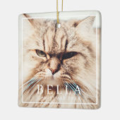 シンプルフレームシモダンックファミリーペットフォトホリデー セラミックオーナメント (左)