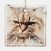 シンプルフレームシモダンックファミリーペットフォトホリデー セラミックオーナメント (裏面)