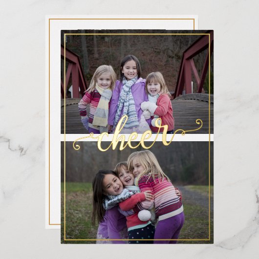 シンプルフレームスクリプト手書き応援3枚 箔シーズンカード (正面/裏面)