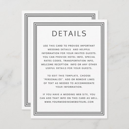 シンプルフレームホワ結婚イトの詳細情報 エンクロージャーカード (正面/裏面)