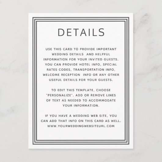 シンプルフレームホワ結婚イトの詳細情報 エンクロージャーカード (正面)