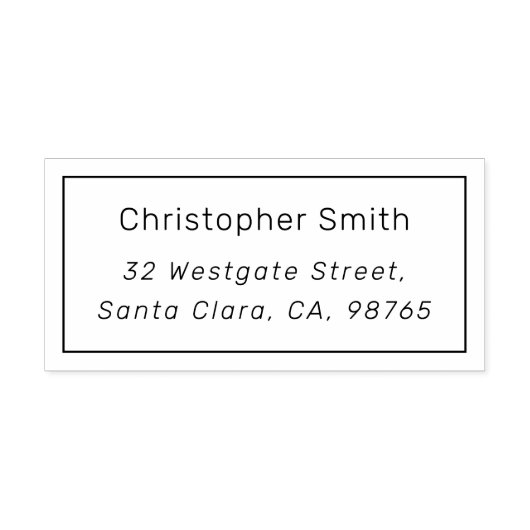 シンプルフレーム名と姓のアドレパーソナライズされたス セルフインキングスタンプ (デザイン)