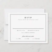 シンプルフレーム白クラシック黒結婚色 出欠カード (正面)