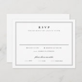 シンプルフレーム白クラシック黒結婚色 出欠カード (正面/裏面)