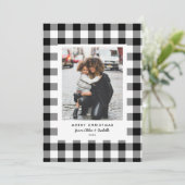 シンプルフレーム白バッファローのプレイドのクリスマスフォト シーズンカード (スタンド正面)