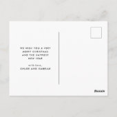 シンプルフレーム白バッファローのプレイドのクリスマスフォト ポストカード (裏面)