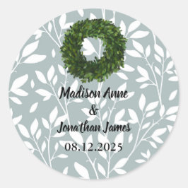 シンプルフローラつる植物葉国式ウェディング ラウンドシール