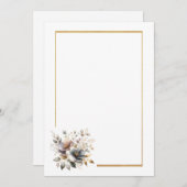 シンプルフローラと金ゴールドフレ空白の結婚ーム 招待状 (正面/裏面)