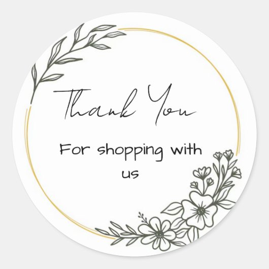 シンプルフローラのステッカー ラウンドシール (正面)