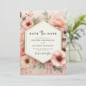 シンプルフローラの水の色ピンク結婚色 セーブザデート (スタンド正面)