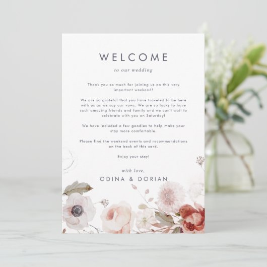 シンプルフローラの結婚ウェルカムレター&旅程 (スタンド正面)
