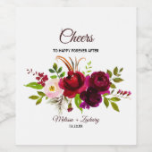 シンプルフローラの結婚ワインラベル ワインラベル (シングルラベル)