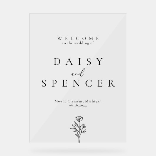 シンプルフローラの結婚概要澄ん アクリルサイン (正面)