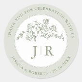 シンプルフローラの繊細さ結婚に感謝 ラウンドシール (正面)