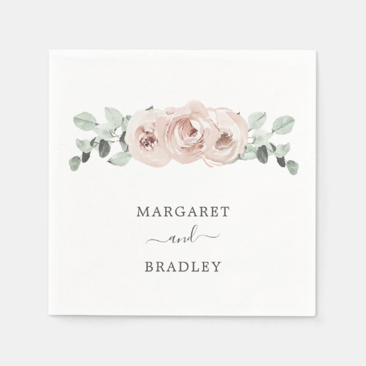 シンプルフローラほこりっぽいバラエレガントな結婚式 スタンダードカクテルナプキン (正面)
