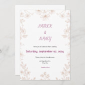 シンプルフローライラストレーション結婚式招待状 招待状 (正面/裏面)