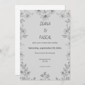 シンプルフローライラストレーション結婚式招待状 招待状 (正面/裏面)