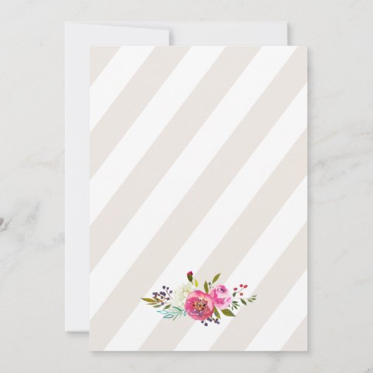 シンプルフローラウォーター結婚カラーブーケのブランチ 招待状 (裏面)