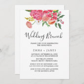 シンプルフローラウォーター結婚カラーブーケのブランチ 招待状 (正面/裏面)