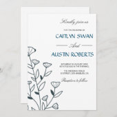 シンプルフローラエレガンスボタニカルモノグラム 招待状 (正面/裏面)