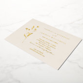 シンプルフローラエレガントアイボリーブラックスケッチ結婚ズ 箔招待状 (回転した状態)