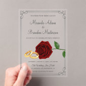 シンプルフローラエレガントアクリル結婚式招待状 アクリル招待状 (インサイチュ (ポータブル))