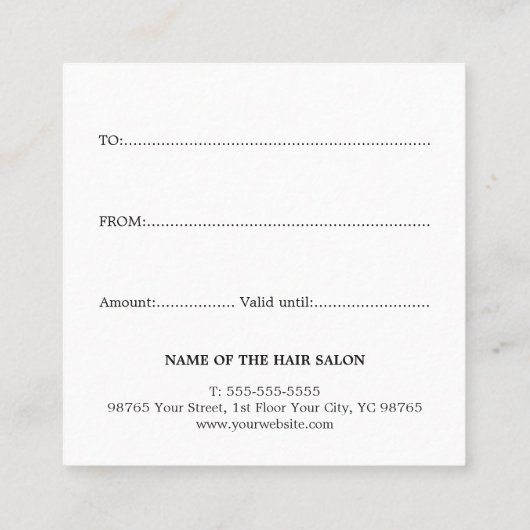 シンプルフローラエレガントギフト証明書 割引カード (裏面)