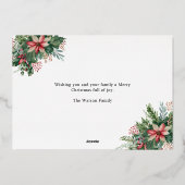 シンプルフローラエレガントクリスマスフォト 箔シーズンカード (裏面)