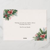 シンプルフローラエレガントクリスマスフォト 箔シーズンカード (裏面)