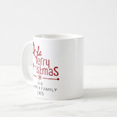 シンプルフローラエレガントクリスマスリースファミリー名 コーヒーマグカップ (正面左)