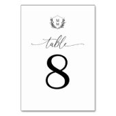 シンプルフローラエレガントクレストモノグラム結婚ズ テーブルナンバー (正面)