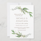 シンプルフローラエレガントグリーナリー・クリスチャン結婚ズ 招待状 (正面)
