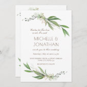 シンプルフローラエレガントグリーナリー・クリスチャン結婚ズ 招待状 (正面/裏面)