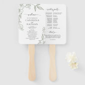 シンプルフローラエレガントセージグリーン結婚式 プログラム ハンドファン (正面&裏面)