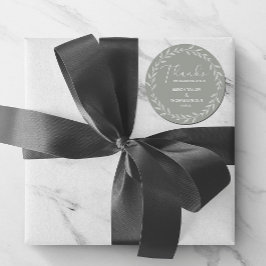 シンプルフローラエレガントセージ緑ありがとうステッカー ラウンドシール