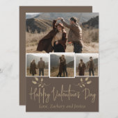 シンプルフローラエレガントバレンタインのカップルの写真 シーズンカード (正面/裏面)