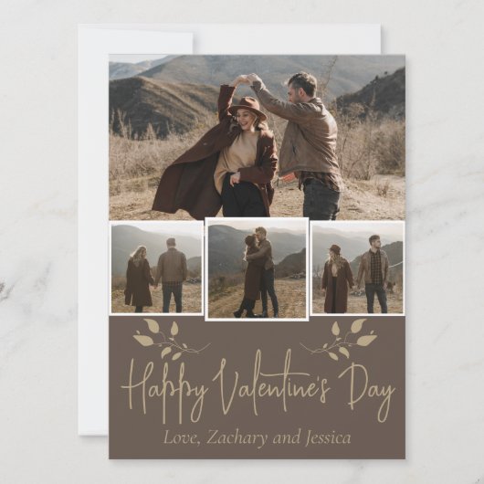 シンプルフローラエレガントバレンタインのカップルの写真 シーズンカード (正面)