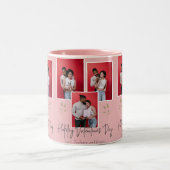 シンプルフローラエレガントバレンタインのカップルの写真 ツートーンマグカップ (中央)
